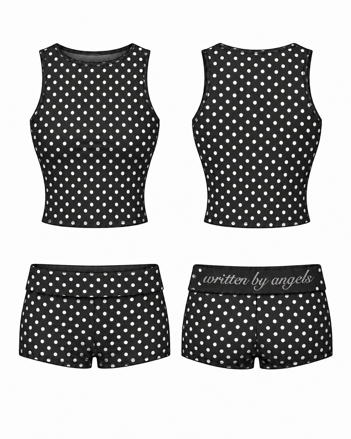 midnight princess polka dot set